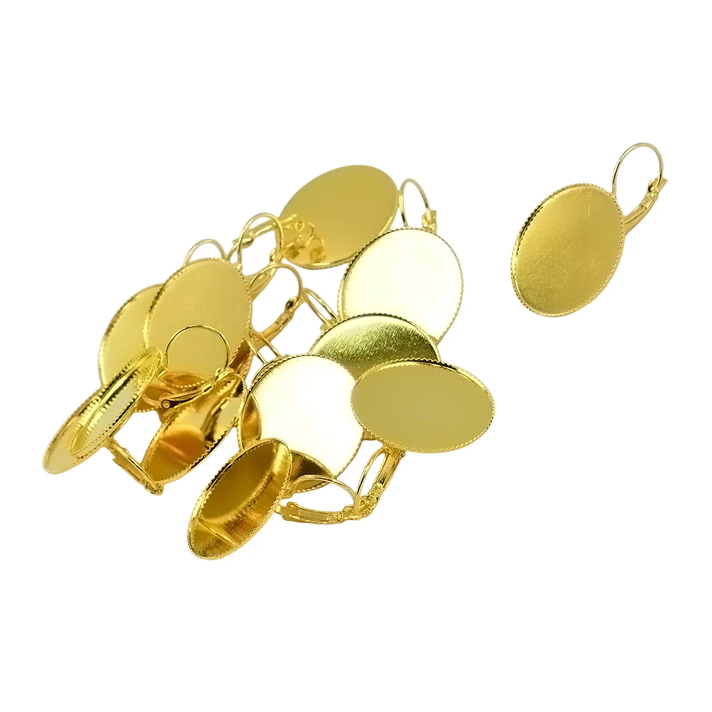12 Pieces Earrings Round Cabochon Empty Base Bezel Earring Tray Cameo 25mm DIY Resin Base Findings