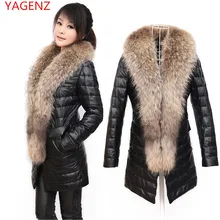Пальто из искусственного меха с меховым воротником, новая женская куртка, корейское Женское зимнее пальто больших размеров, утепленное пальто из искусственной кожи, женский топ 4XL