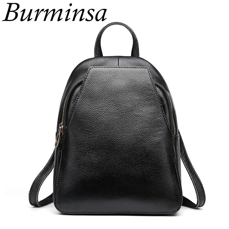 

Burminsa Brand Natural Genuine Leather Backpack Women's Designer Shoulder Bags Travel Bagpack School Bags For Teenage Girls 2017
