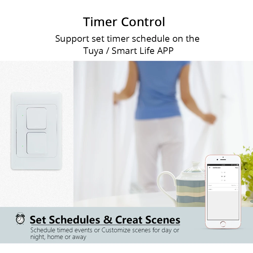 Alexa Zemismart Empurrar Luz Interruptor de Parede Wi-fi Google Home Permitir Tuya Vida Inteligente App Controle Eua 1 Gang 2/ 3 Gangues Interruptores Inteligentes 7 alexa google início permitir tuya vida inteligente