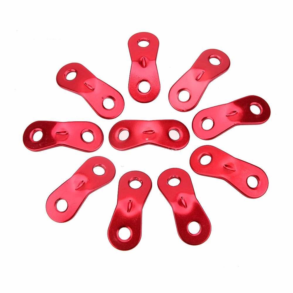 

5/10Pcs Ultra-light Aluminum Camping Tent Buckle Hook Outdoor Hiking Portable Tent Wind Rope Stopper Tent Tools Red 2 holes