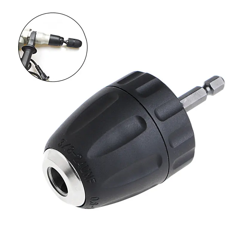 

Keyless Drill Chuck Converter 3/8 24UNF+1/4 Hex Shank Adaptor For Power 1050W