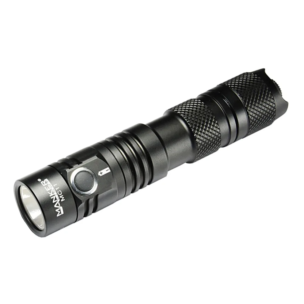Manker MC11 1300 lumen CREE XP-L LED 18650 Flashlight Pocket EDC Torch W/ USB 18650 Rechargeable Battery, USB cable, Pocket clip