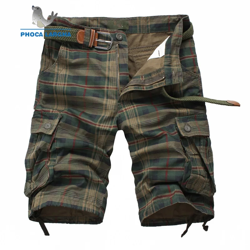 Мужские шорты Модные клетчатые пляжные шорты мужские s повседневные камуфляжные шорты в стиле милитари короткие мужские брюки бермуды Рабочая одежда