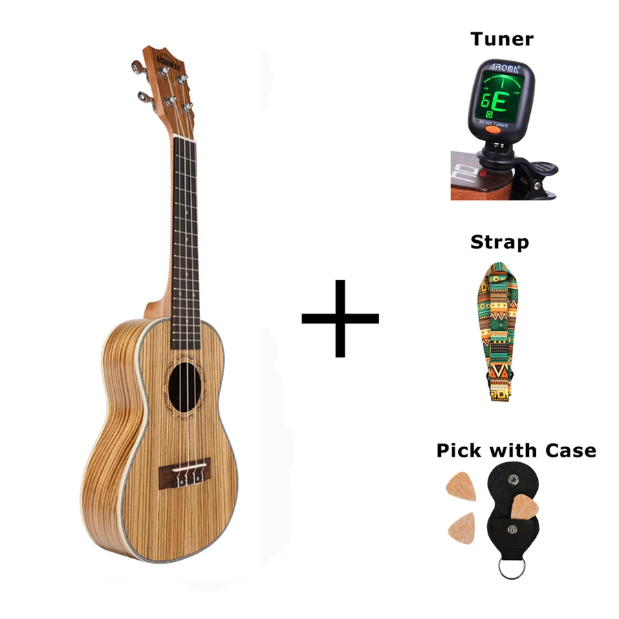 Acouway концертные Гавайские гитары укулеле 23 дюйма Zebra uku Ukelele с ABS связью Гавайские гитары струнный музыкальный инструмент - Цвет: Ukulele With Bag