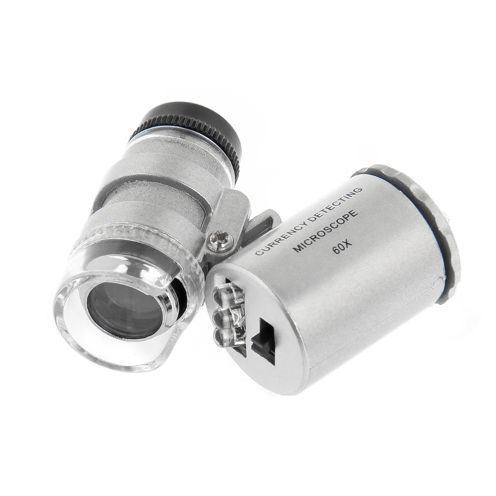 

Mini 60x Handheld Microscope Loupe Currency Detecting with LED and UV Light