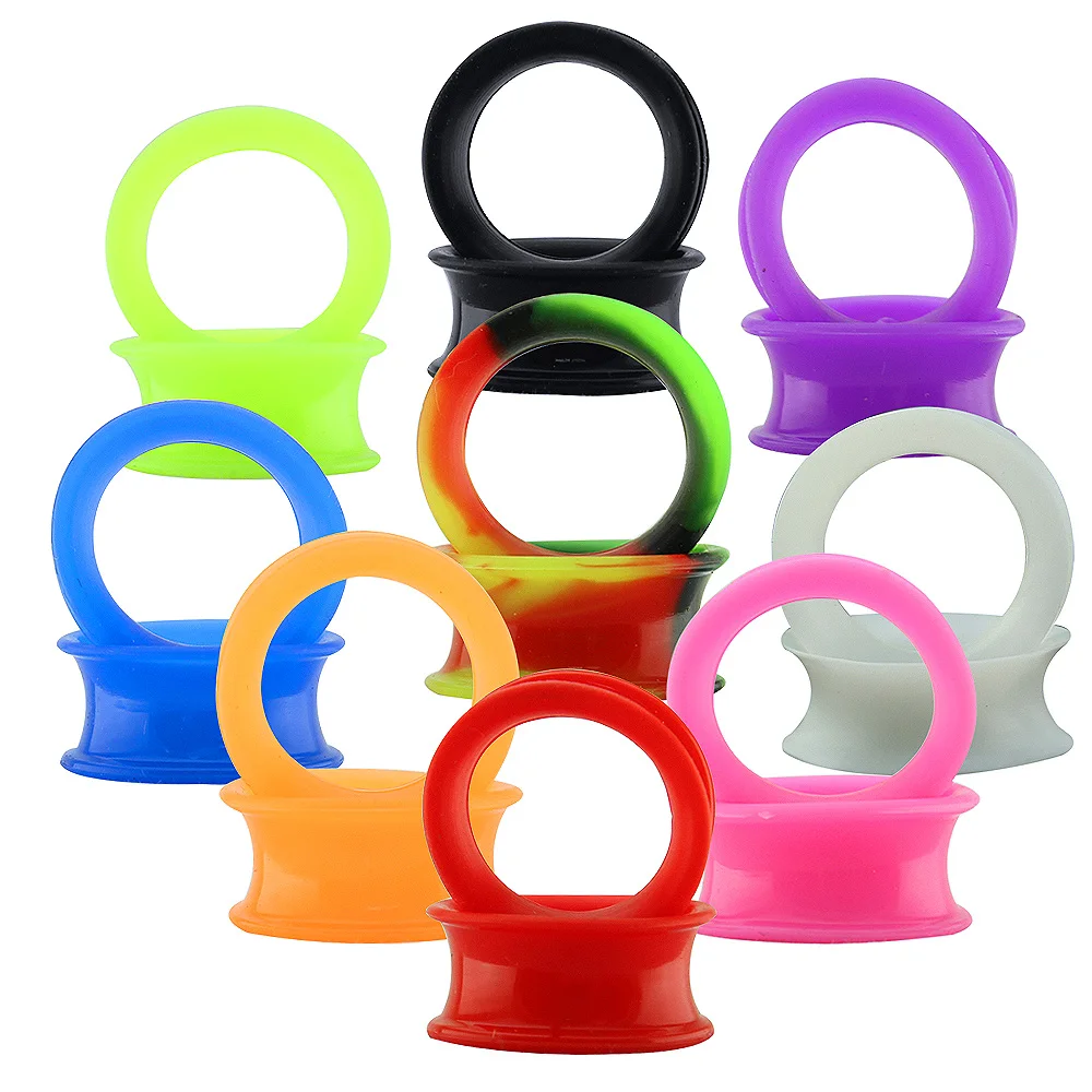 

3-25mm Silicone Ear Gauges Kit Flexible Double Flared Tunnel Plug with Different Color Silicone Ear Tunnels Ear Expander Jewelry