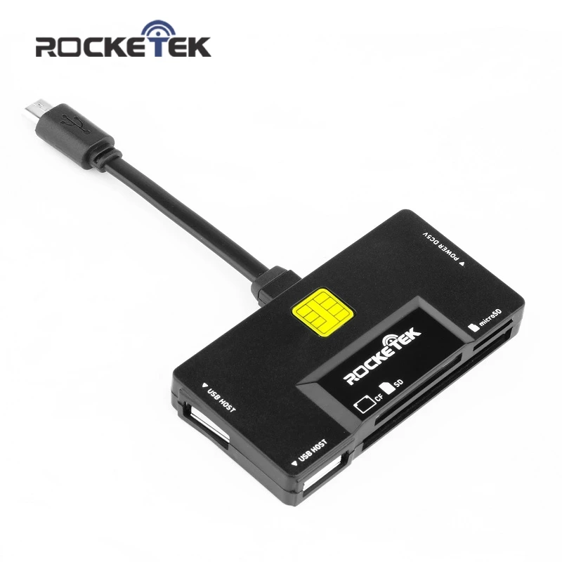 Rocketek micro card reader OTG для устройств Android, Подключение Micro USB, считывает и записывает sd-карты, карты Micro SD и usb-хаб