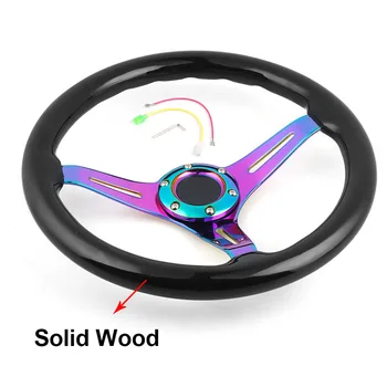

350mm 14inch Solid Wood Steering Wheel With Neo Chrome Spoke