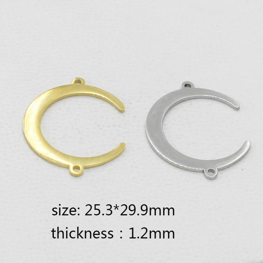 

Fnixtar Stainless Steel Full Mirror Polished Moon Charm DIY Findings Suspension Two Loop Charms Connector25.3*29.9mm 20piece/lot