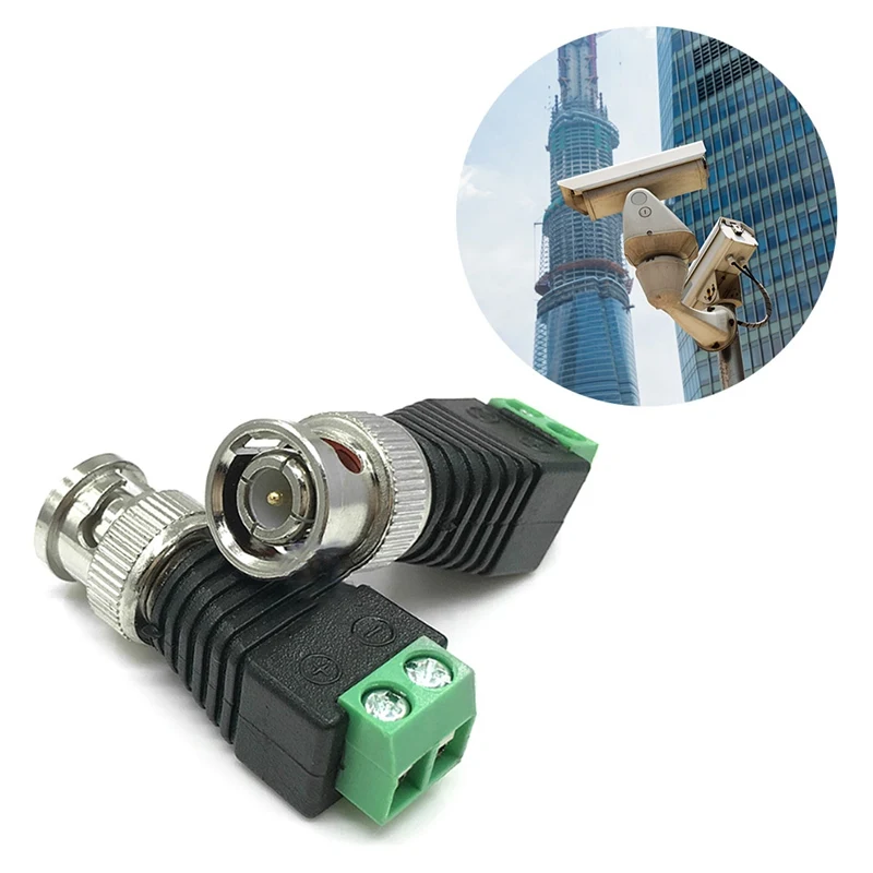 2PCS BNC Male CAT5 CCTV Video Adapter Coaxial Coax Balun Camera TV Connector K9