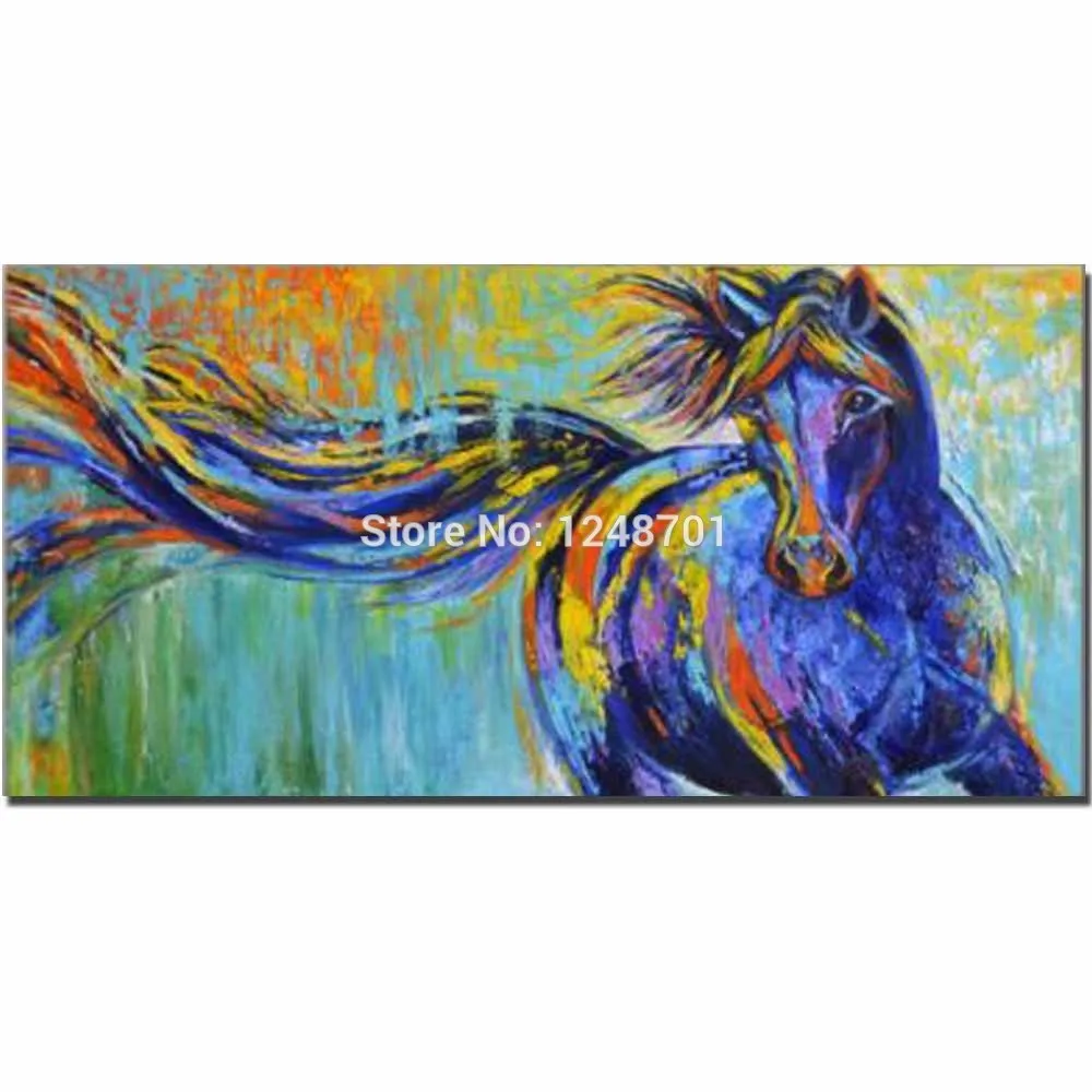 

Hand Painted Modern Abstract Animal Running Horse Oil Painting Abstract Horse Wall Picture Living Room Bedroom Home Wall Decor