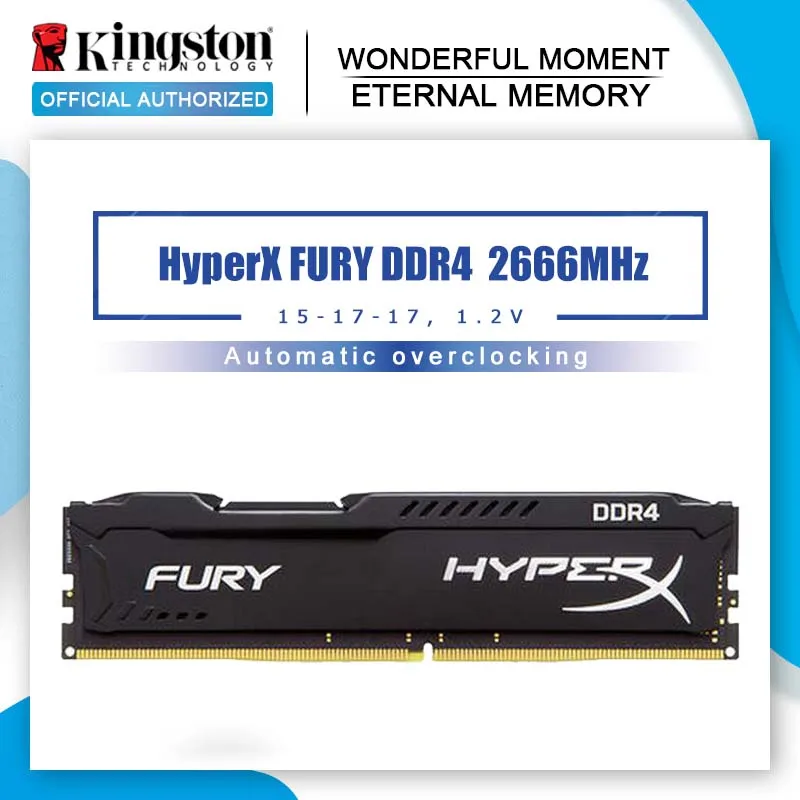 Оригинальная оперативная память kingston HyperX FURY DDR4, 2666 МГц, 8 ГБ, 16 ГБ, оперативная память для настольных ПК, CL16 DIMM, 288-pin, внутренняя память для настольных ПК для игр