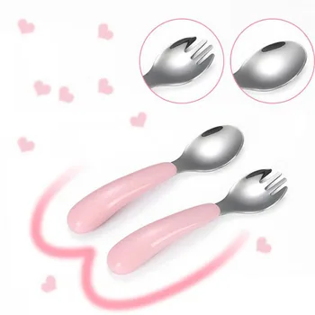 

Baby Cutlery Set children's Utensils children's Tableware Cutlery Baby Food Feeding children's Spoon Fork Three Colors Optional