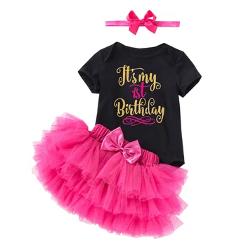 

Newborn Infant Baby Girls Birthday Clothes Sets Lace Tutu Skirts+Tops+Headband 3Pcs Kids Baby 0-24M New born Clothing Outfits