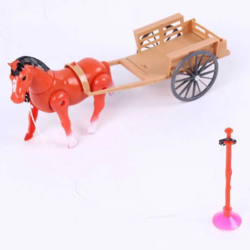 Robot cheval jouet course à pied poney électronique animal de compagnie tirant chariot autour de cheval électrique jouets pour garçons enfants cadeaux d'anniversaire