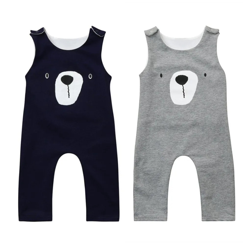 

Baby Cartoon Bear Romper Infant Boy Girl Sweet Jumpsuit Toddler sleeveless bodysuit for 0-2Y
