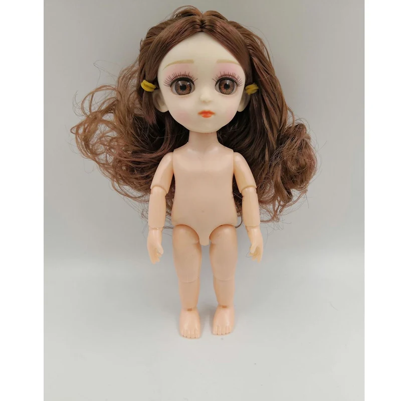 15 см детская кукла игрушка серебристые волосы одеваются куклы девушки BJD кукла игрушка с 3D глазом модная Оригинальная кукла Дети подарок детские игрушки для девочки - Цвет: Brown