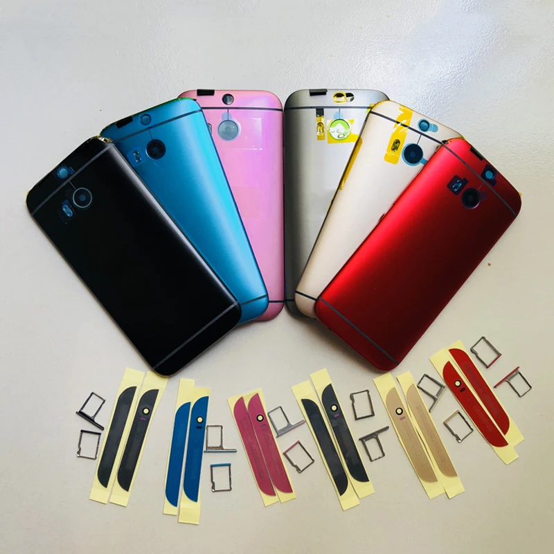 

100% Original Aluminum Back Battery Door Housing Back cover Replacement for HTC One M8 With Sim Tray+SD Tray+Top+Buttom Cover