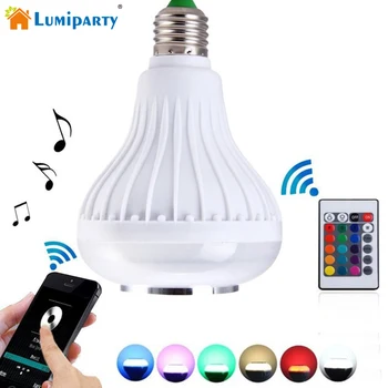 

Lumiparty Wireless Bluetooth Speaker 12W RGB Bulb E27 LED Lamp 100-240V Smart Led Light Music Player Audio with Remote Control