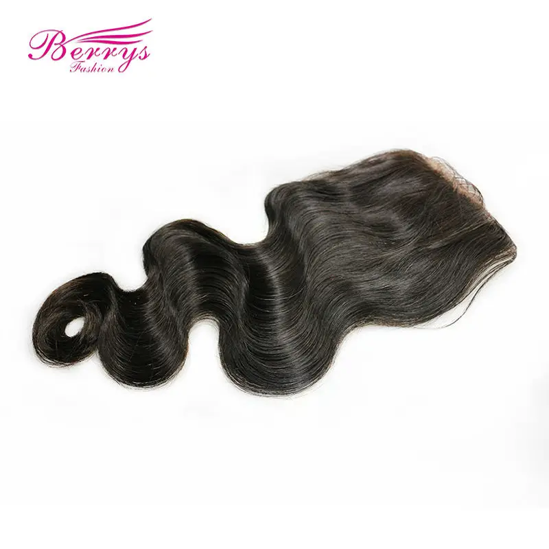 8A Berrys hair,Brazilian Virgin Hair body wave Silk Base closure 8-22inch in stock cheap price hair extensions