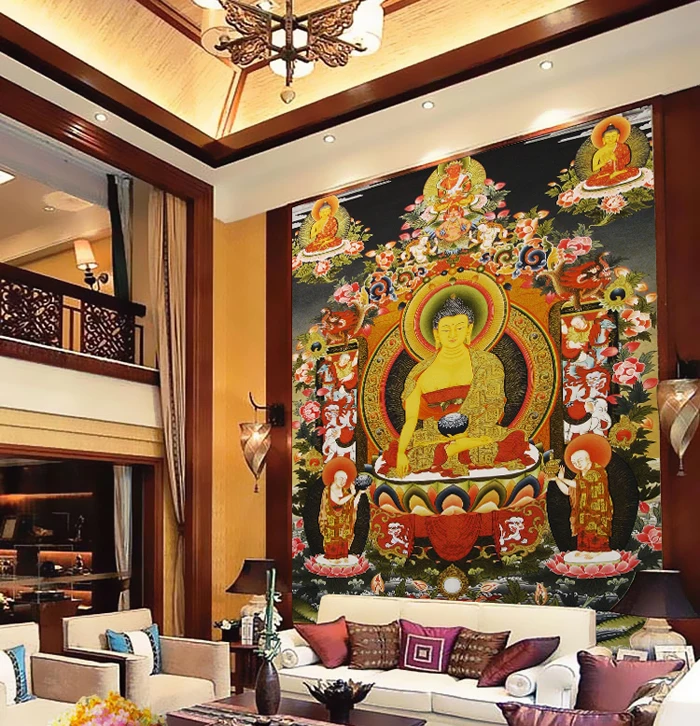 

Custom 3d mural wallpaper large mural Temple teahouse wallpaper Buddha main personalized custom religious mural wallpaper