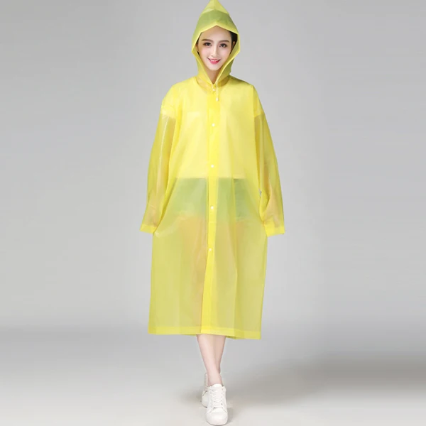 Женское прозрачное непромокаемое пальто Keconutbear, Модный женский плащ из ЭВА, утолщенный водонепроницаемый дождевик - Color: Yellow