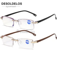 Ультралегкие очки для чтения без оправы, женские и мужские прозрачные линзы, анти-Blu-Ray компьютерные очки, очки для чтения Пресбиопии