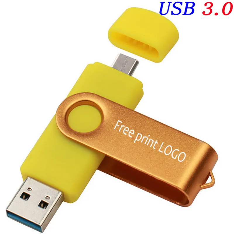 JASTER(более 5 шт. бесплатный логотип) USB 3,0 OTG Usb флеш-накопитель 4 ГБ 8 ГБ 16 ГБ 32 ГБ 64 ГБ флеш-накопитель для Android Mobile Micro - Цвет: Yellow