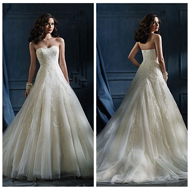 New Vintage Custom Backless Lace Appliques Wedding Dress