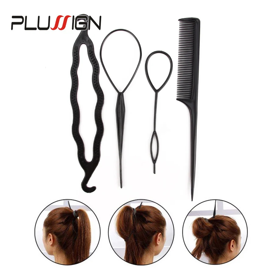 

Plussign 4 Pcs/Set Hair Braiding Twist Curler Styling Tools Set Hairpin Holding Hair Braiders Pull Needle Ponytail Diy Tool