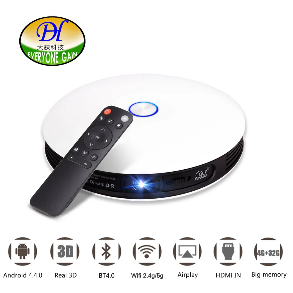 Проектор Everyone Gain A08 DLP HD Android 1080P 300-дюймовый экран 1280x720 WiFi 12000 мАч Мини Умный