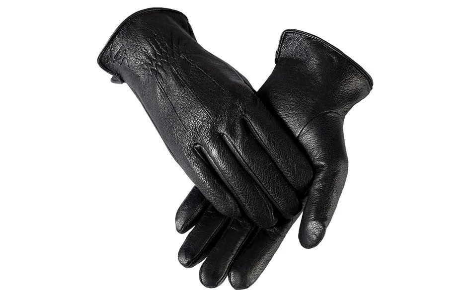 Бренды мужские перчатки, Натуральная Кожа, Хлопок, Черные кожаные перчатки, перчатки мужские, водитель