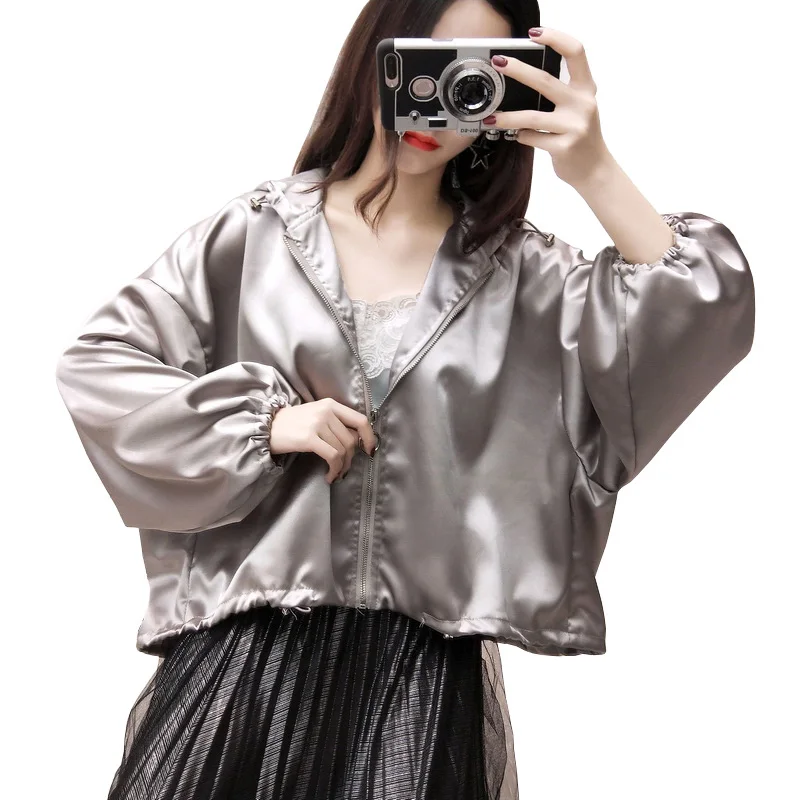 2018 New Solid Color Women s Spring Hooded Basic font b Jacket b font Bomber Coat