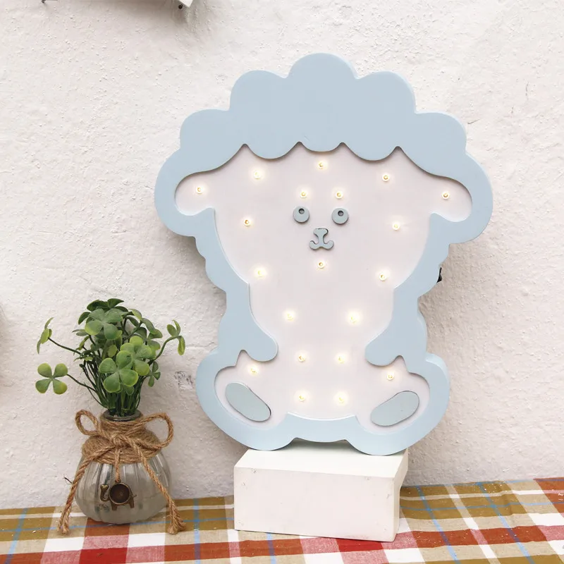 

INS Animals Wooden Nightlight Fashion Decorative Light LED Kid Girl Baby Children's Room Decoration Sheep Wall Light IY304123-45