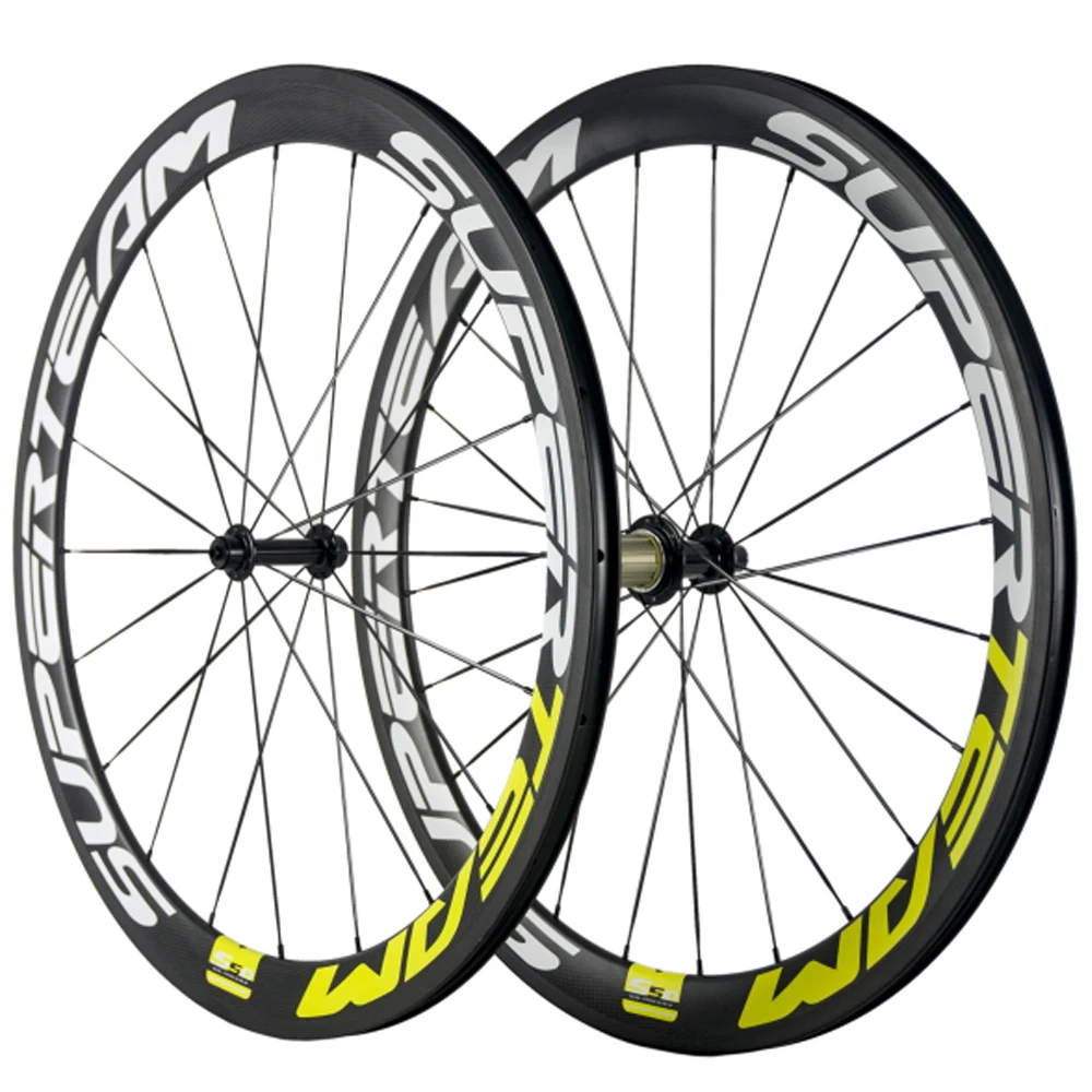 

Superteam 50mm Clincher Carbon Wheelset 23mm Width 3K Matte Basalt Brake Surface Bicycle Wheels With Powerway R13 Hub