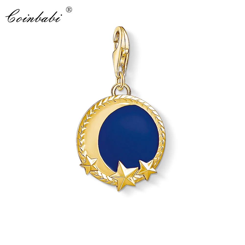 

Golden Moon & Star Charm Pendant,2019 Club Good Jewelry For Women Men,Vintage Gift In 925 Sterling Silver Fit Bag Bracelet
