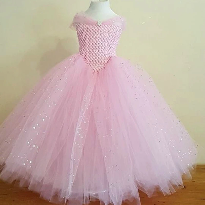 Шикарный мечта Spark Сияющий тюль платье для девочек розовое платье-пачка принцессы Потрясающие Розовый Блестящий платье детское платье для