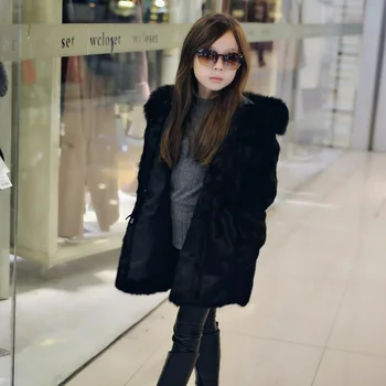 

Children Real Rabbit Fur Coat Kids Girls Winter Warm Solid Natural Rabbit Fur Coat Baby Fur Coat Outerwear Jacket Drop Ship