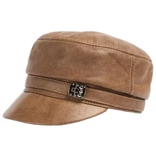 Harppihop бренд из натуральной кожи короткий край кепки с плоским козырьком для женщин из натуральной коровьей кожи черный/желтый/красный коричневый бейсболка с регулируемым размером шапки