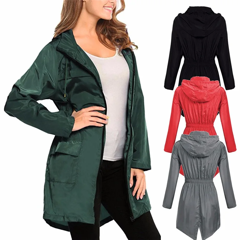 Women Lightweight Travel Waterproof Raincoat Hoodie Windproof Hiking Coat Jacket impermeable regenjas Dropshipping #FG08 (8)