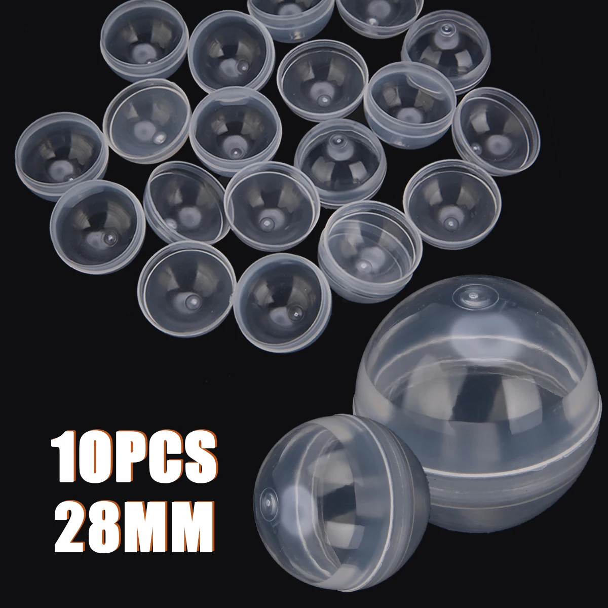 10Pcs/Lot New 28mm Diameter Transparent PP Empty Round Toy Capsules For Vending Machine Tool Parts Accessories