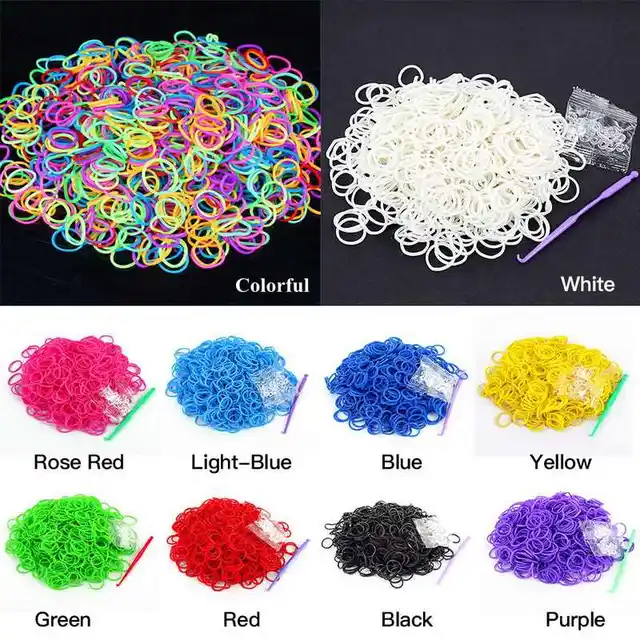 600PCS Rainbow Braided Rubber Bands Loom Refill DIY Bracelet Rubber Anklet Clips Kit Outdoor High Quality Multifunction Tools