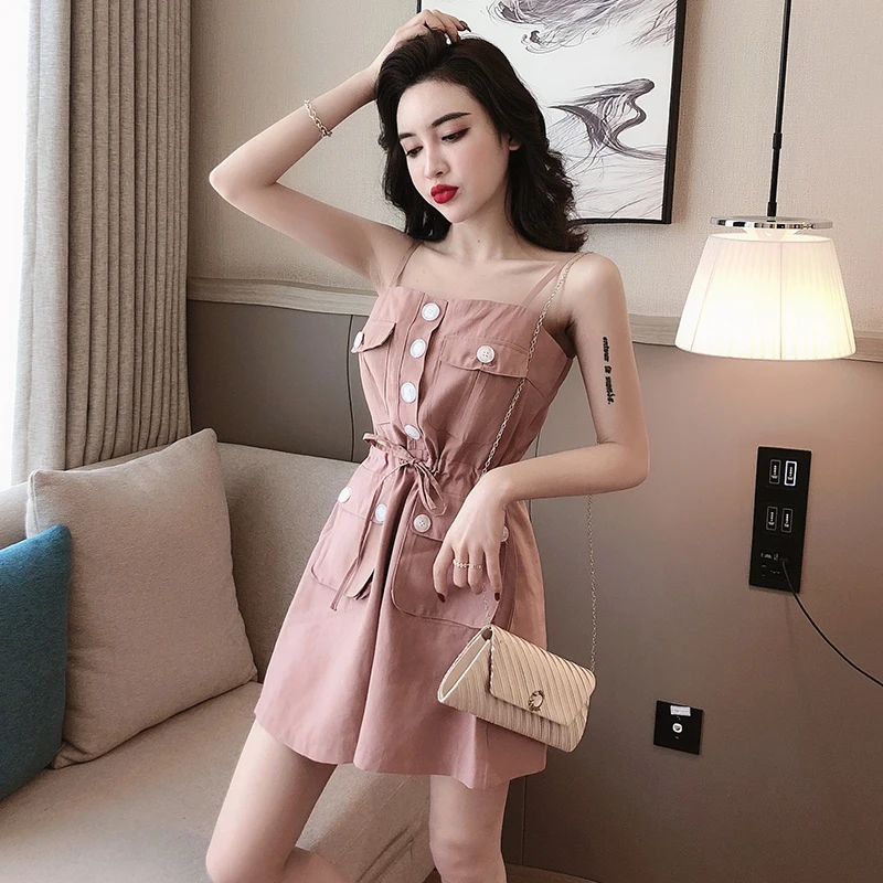 Ulzzang корейский модный женский комбинезон, новинка, Летний Тонкий комбинезон с открытыми плечами на бретельках, женский комбинезон
