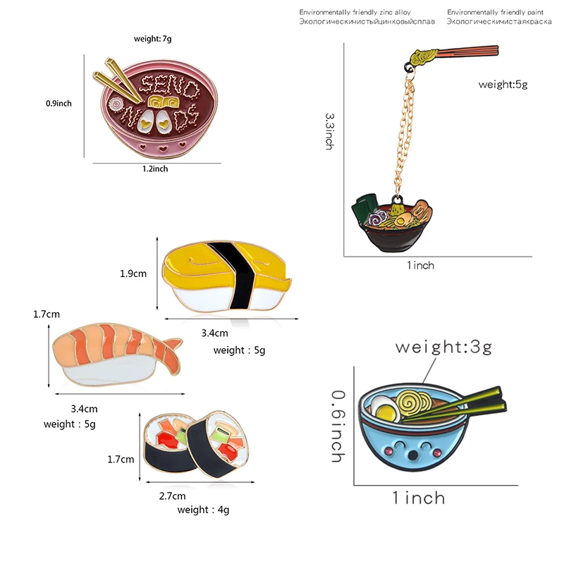 Мультфильм Ramen суши эмалированные булавки милые японские продукты Tonkotsu лапша Броши джинсовая рубашка Воротник значок булавки на лацканы Ювелирные изделия Подарки