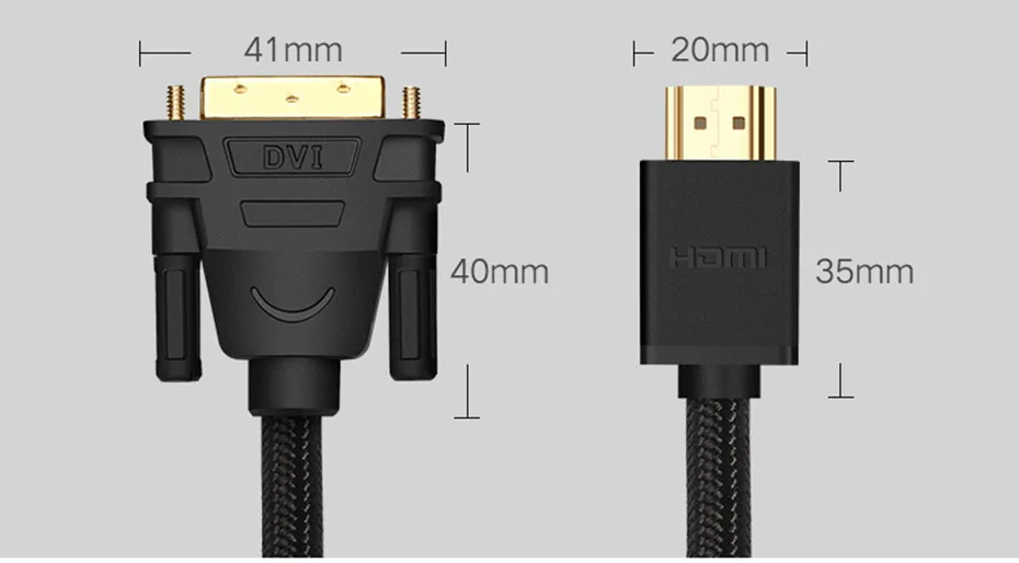 Ugreen HDMI к DVI DVI-D 24+ 1 pin адаптер 3D 4K DVI Мужской к HDMI Мужской конвертер кабель для lcd DVD HDTV xbox hdmi кабель 2 м 3 м