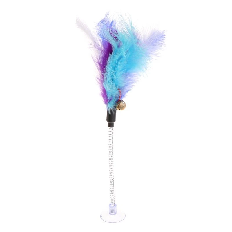 

Cat Interactive Feather Toys Stick Spring Suction Cup kitten Pet Teaser Funny Interactive Wand Bell Toy Pet Cat Supplies Pet Toy