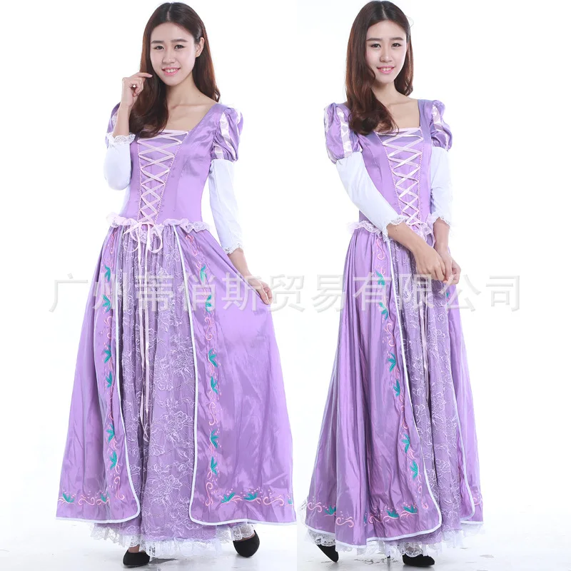 Топ вышивка запутанная Рапунцель, косплей костюм для взрослых принцесса Рапунцель платье косплей карнавальный женский костюм