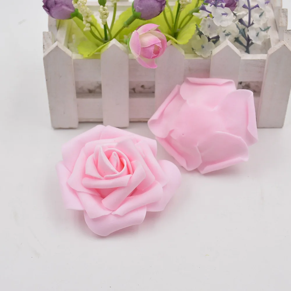 100pcs 7cm Artificial Flower High Quality Foam Rose Handmade Artificial Flower Wedding Decoration DIY Clipboard Puff Flower