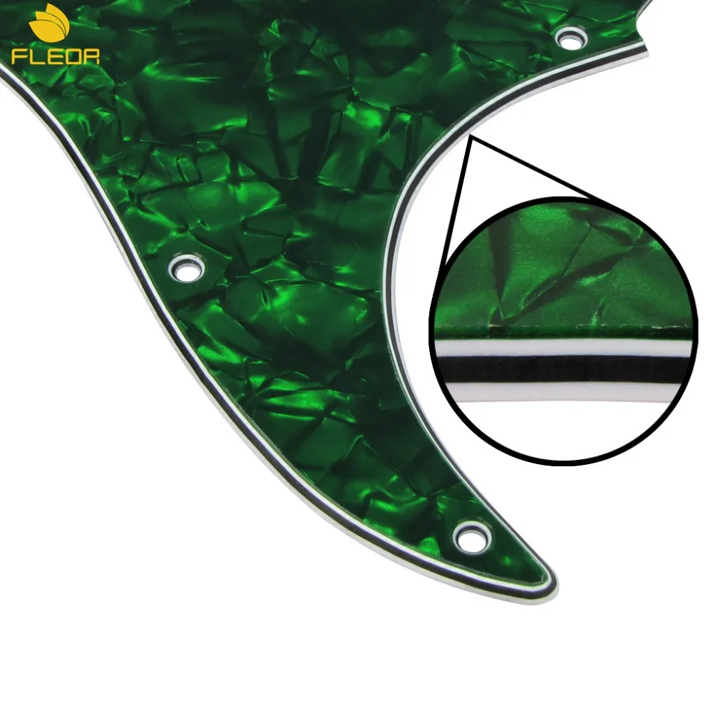 FLEOR 4Ply 11 отверстий для электрогитары Pickguard SSS для FD ST Запчасти Замена, зеленый жемчуг